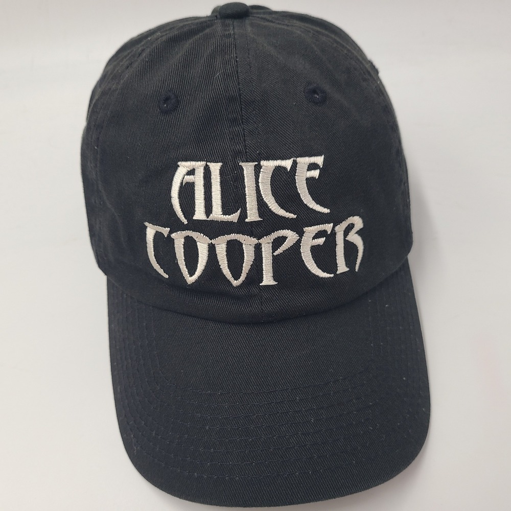 Vintage Alice Cooper Hat Strapback Black White Rock Band Logo Merch Casual Men